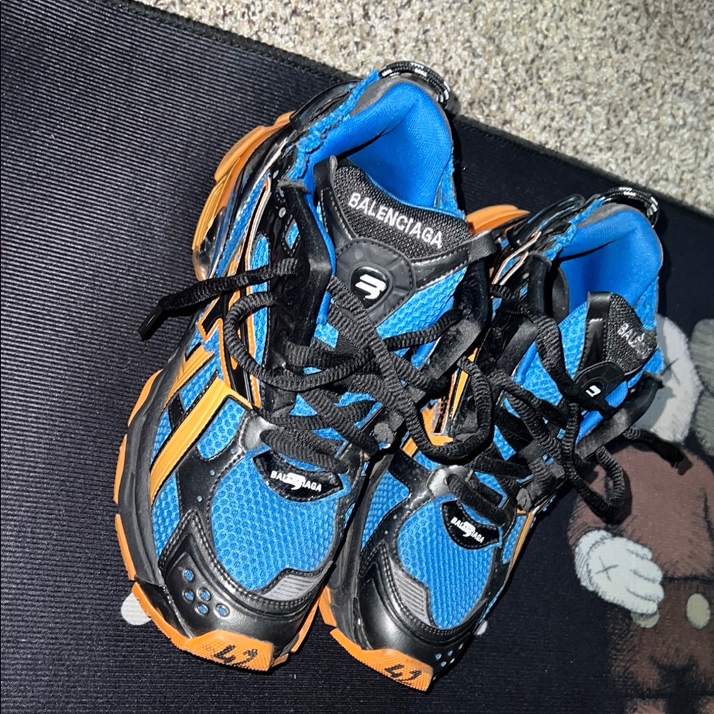 Balenciaga Blue and Orange Sneakers with Runners